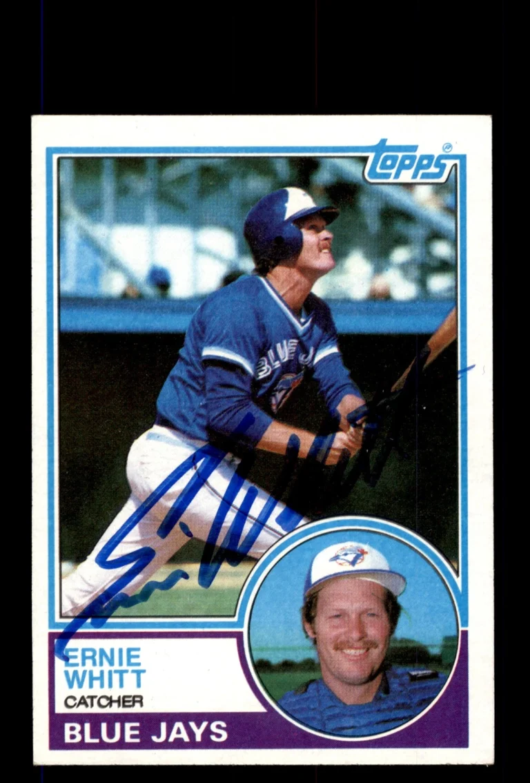 Signed Baseball Card Auto Ernie Whitt 1983 Topps #302 Toronto Blue Jays