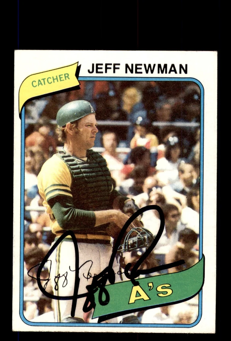 Signed Baseball Card Auto Jeff Newman 1980 Topps #34 Oakland Athletics