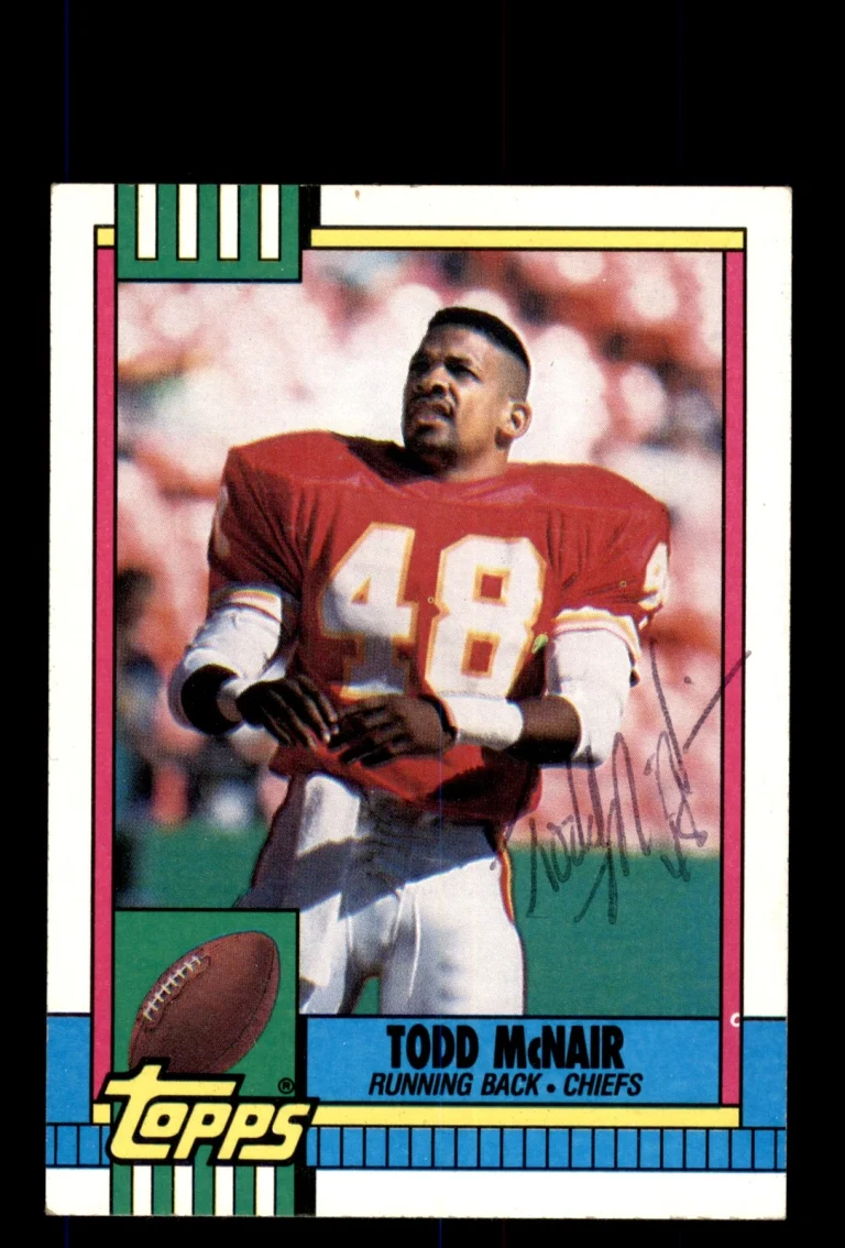 Signed Football Card Auto Todd McNair 1990 Topps #250 Kansas City Chiefs