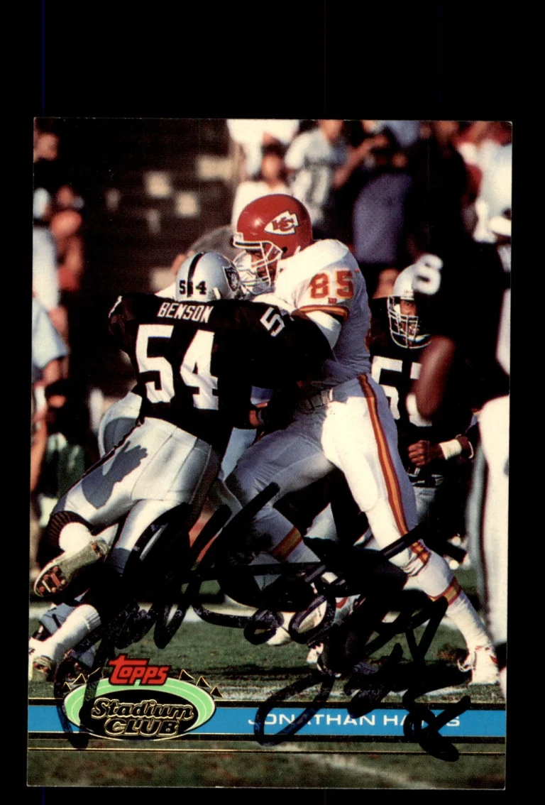 Signed Football Card Auto Jonathan Hayes 1991 Stadium Club #412 Chiefs