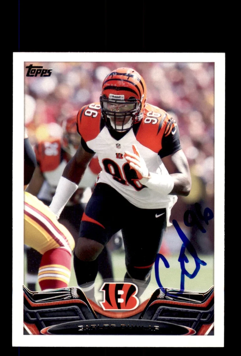 Signed Football Card Auto Carlos Dunlap 2013 Topps #41 Cincinnati Bengals