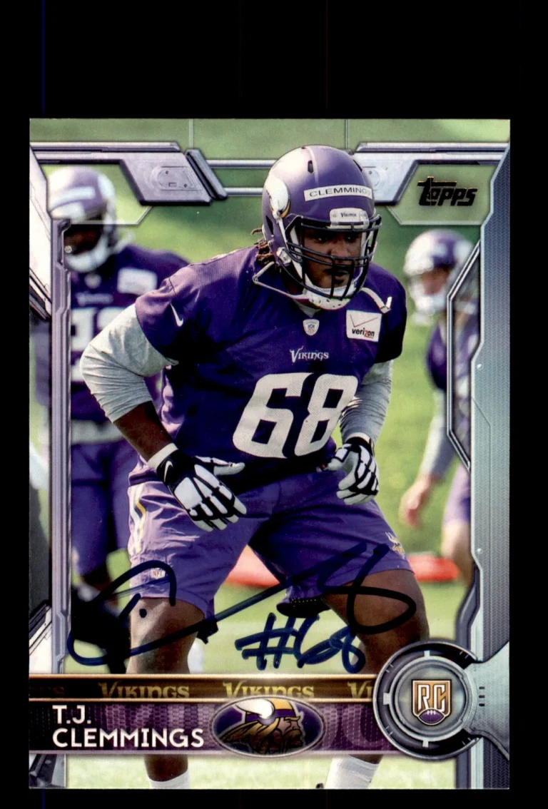 Signed Football Card Auto T.J. Clemmings 2015 Topps #425 Minnesota Vikings