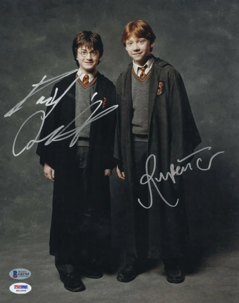 DANIEL RADCLIFFE RUPERT GRINT SIGNED 11X14 PHOTO HARRY POTTER AUTOGRAPH BAS B