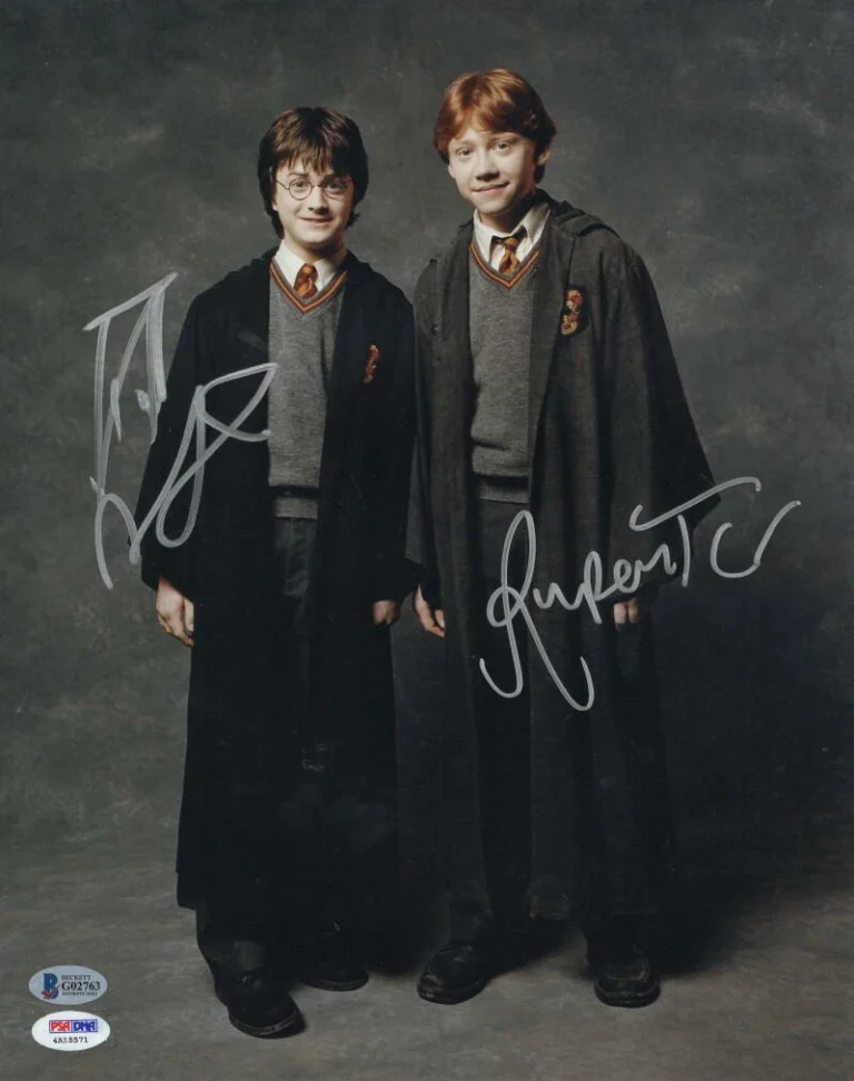 DANIEL RADCLIFFE RUPERT GRINT SIGNED 11X14 PHOTO HARRY POTTER AUTOGRAPH BAS D