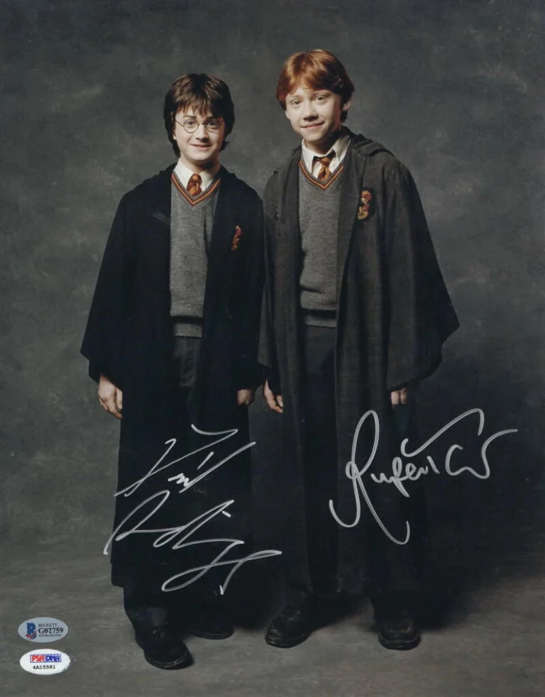 DANIEL RADCLIFFE RUPERT GRINT SIGNED 11X14 PHOTO HARRY POTTER AUTOGRAPH BAS F