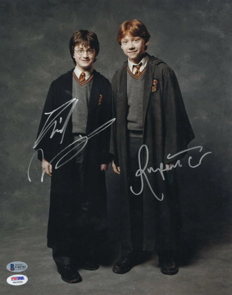 DANIEL RADCLIFFE RUPERT GRINT SIGNED 11X14 PHOTO HARRY POTTER AUTOGRAPH BAS H