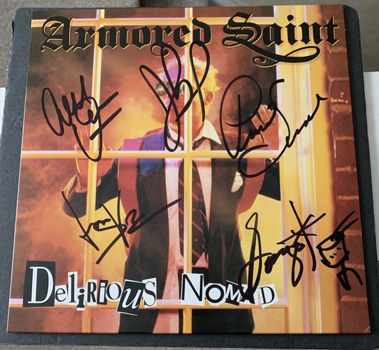 Armored Saint Signed Vinyl Delirious Nomad Autographed Yellow Colored Record Lp