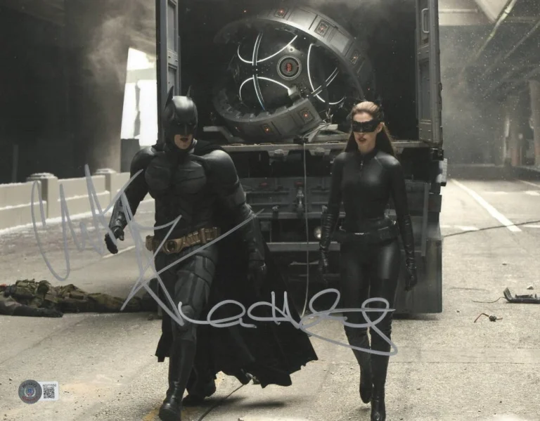 CHRISTIAN BALE ANNE HATHAWAY SIGNED 11X14 PHOTO THE DARK KNIGHT RISES BAS LOA 2