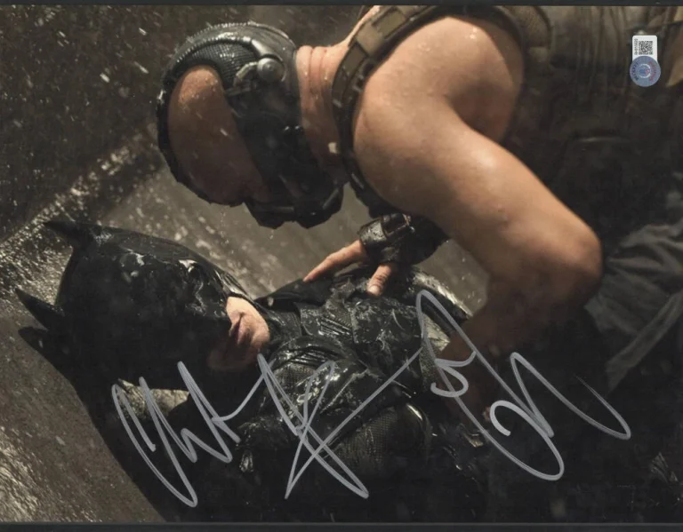 CHRISTIAN BALE TOM HARDY SIGNED 11X14 PHOTO THE DARK KNIGHT RISES BECKETT LOA 8
