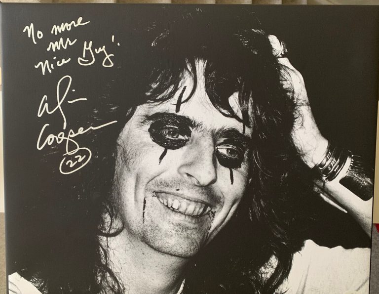 ALICE COOPER SIGNED CANVAS 16x20 PHOTO NO MORE MR NICE GUY AUTOGRAPHED JSA COA
