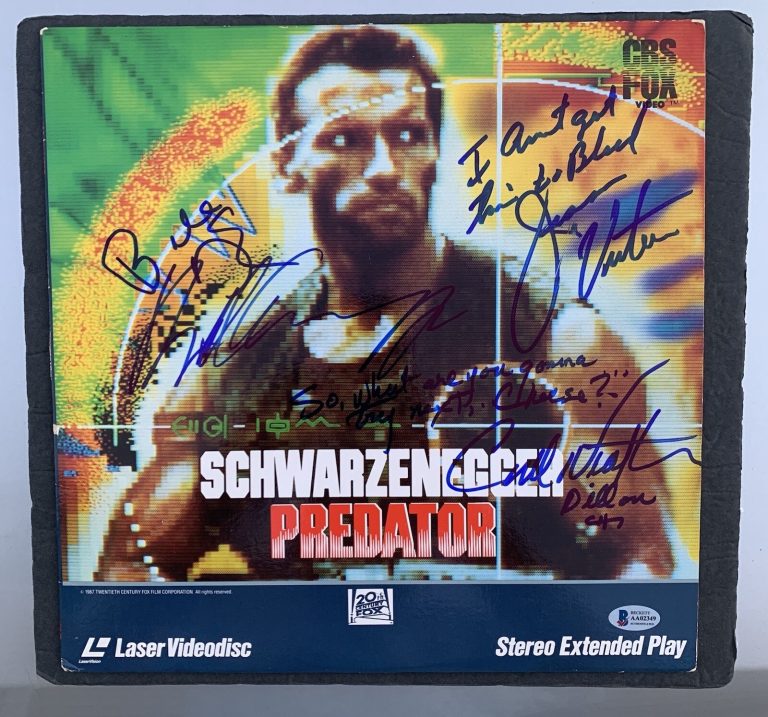 Arnold Schwarzenegger Signed Predator Carl Weathers Laserdisc BAS X4 JSA Jesse