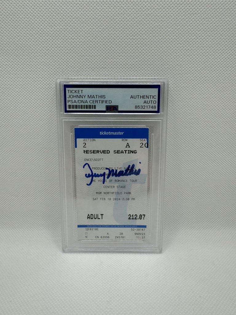 Johnny Mathis Signed Ticket Slabbed PSA/DNA Autographed Voice Of Romance Legend