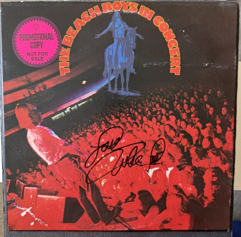 BEACH BOYS SIGNED VINYL IN CONCERT MIKE LOVE PSA/DNA WHITE LABEL PROMO ALBUM LP