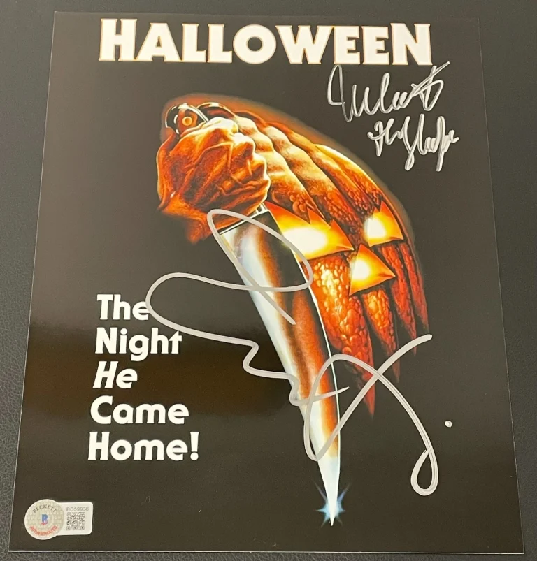 Jamie Lee Curtis Nick Castle Signed Auto 8x10 Photo Halloween Movie Poster BAS Z