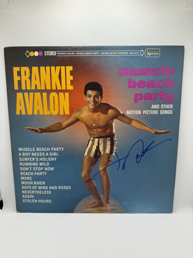 FRANKIE AVALON SIGNED VINYL MUSCLE BEACH PARTY SOUNDTRACK AUTOGRAPHED JSA COA