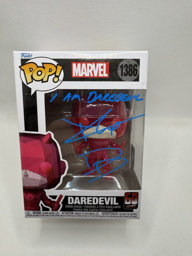 CHARLIE COX SIGNED DAREDEVIL AUTOGRAPHED FUNKO POP 1386 OFFICIAL PIX COA 60th