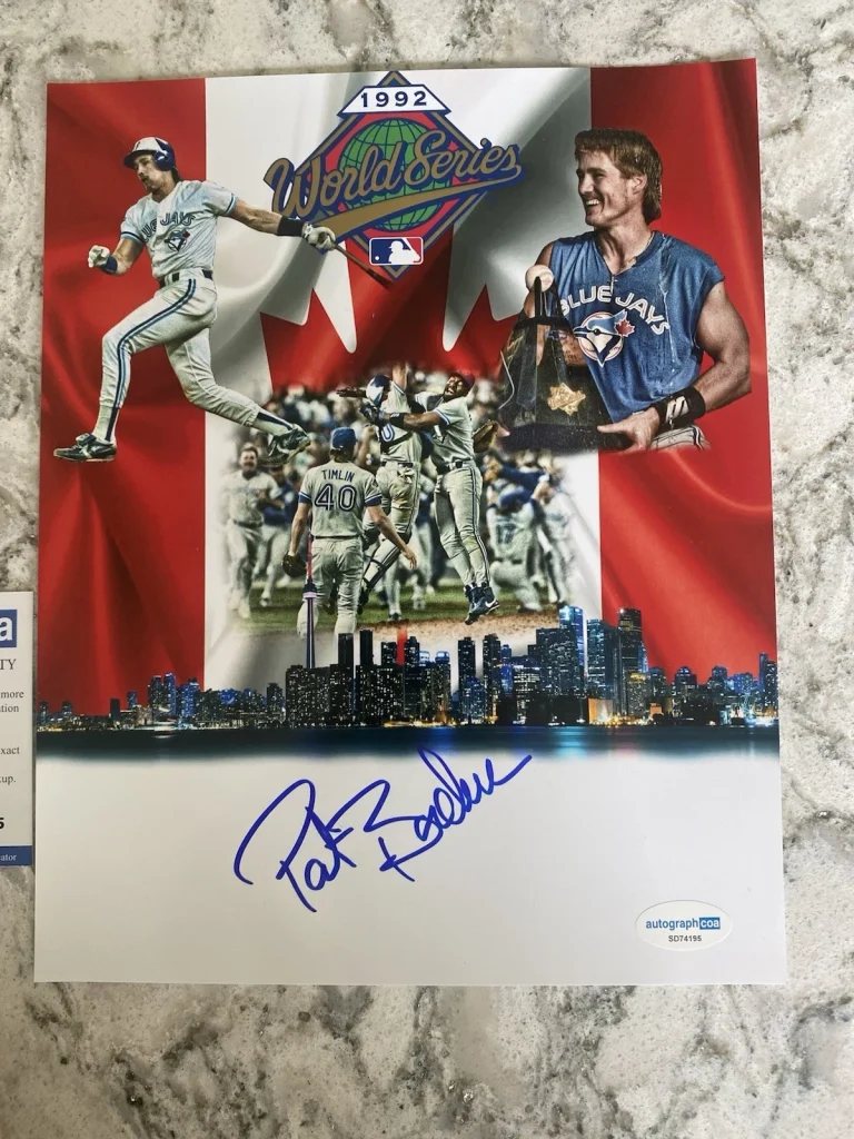 Toronto Blue Jays catcher Pat Borders SIGNED AUTOGRAPHED CUSTOM PHOTO ACOA CERT