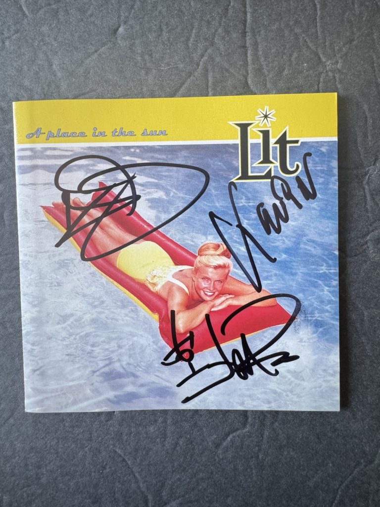 LIT BAND SIGNED AUTOGRAPHED x3 A PLACE IN THE SUN CD JSA COA MY OWN WORST ENEMY