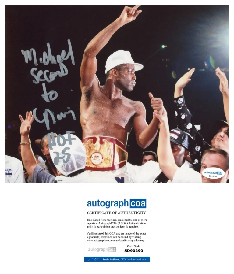 IBHOF 25 Boxer MICHAEL NUNN SIGNED AUTOGRAPHED PHOTO ACOA CERTIFIED CHAMPION