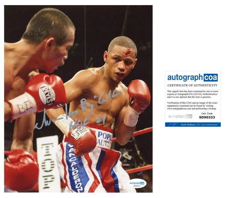 BOXER IVAN CALDERON SIGNED AUTOGRAPHED PHOTO ACOA CERTIFIED HOF WBO CHAMP IRON
