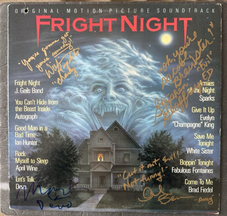 Ragsdale Geoffreys signed Fright Night Vinyl Mark Devo PSA/DNA JSA COA Bearse