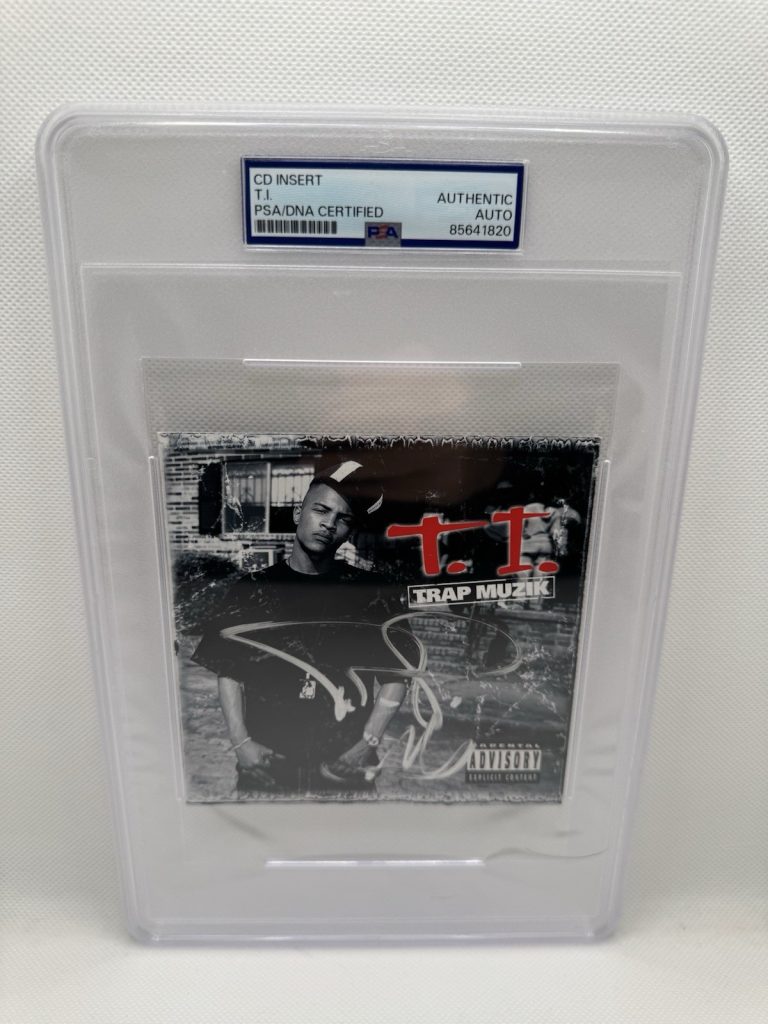 T.I. SIGNED CD INSERT TRAP MUZIK AUTOGRAPH SLABBED TI TIP HARRIS PSA/DNA SLAB