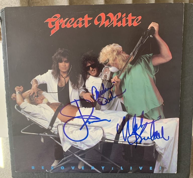 JACK RUSSELL SIGNED VINYL GREAT WHITE RECOVERY LIVE AUTOGRAPHED BY 3 JSA MARK