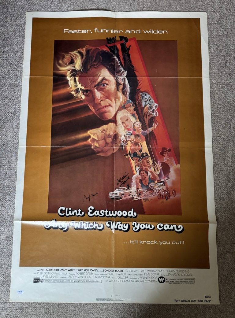 ANY WHICH WAY YOU CAN SIGNED Poster Geoffrey Lewis Autograph William Smith PSA