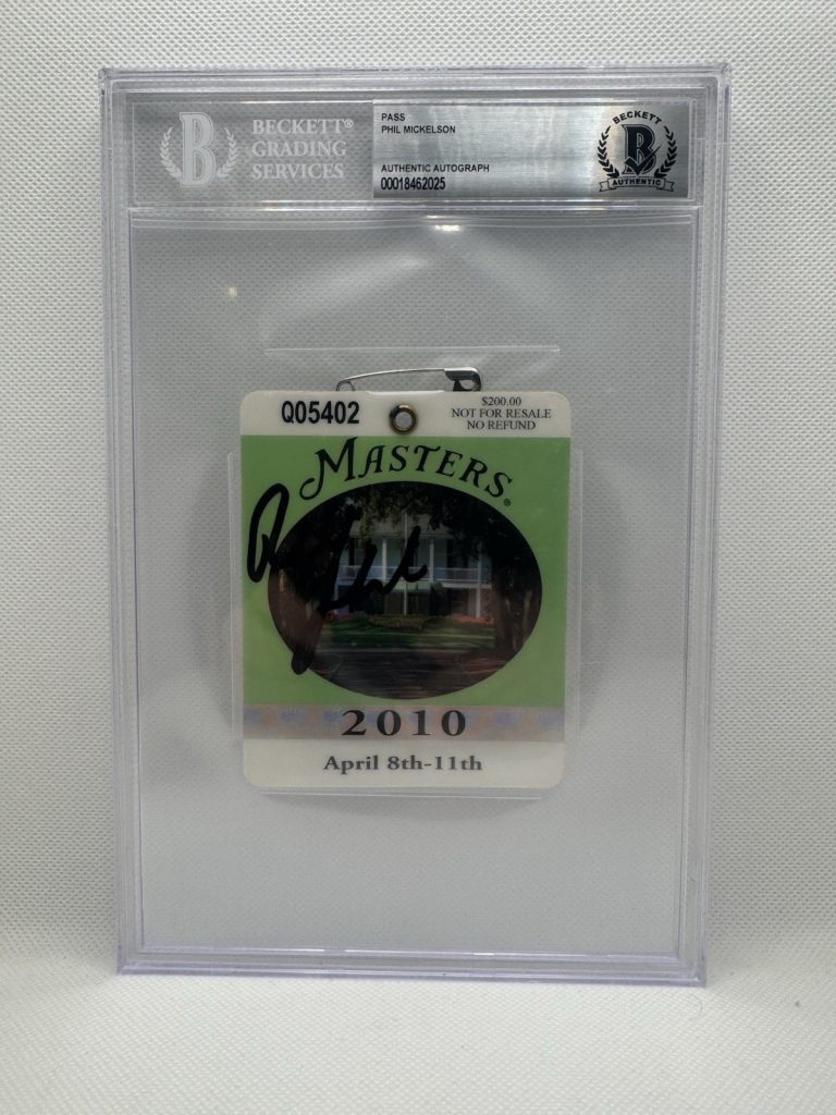 Phil Mickelson Signed 2010 Masters Badge Champion PGA Beckett Slabbed Golf BAS