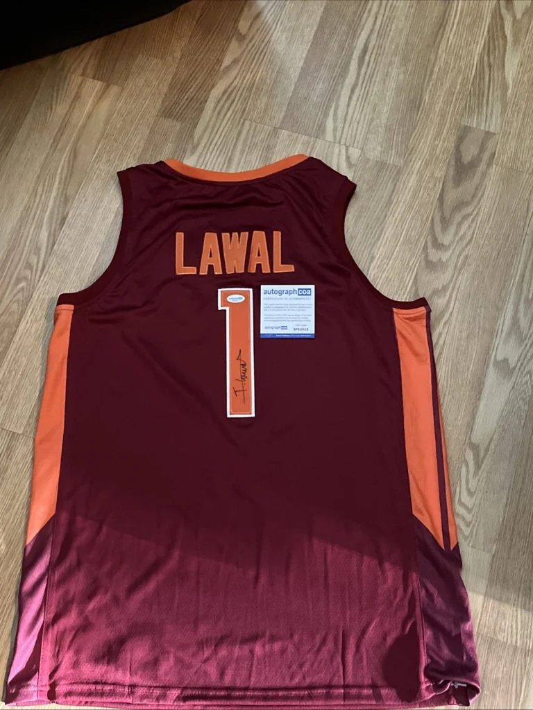 VIRGINIA TECH HOKIES-TOIBU LAWAL SIGNED AUTOGRAPH JERSEY ACOA COA Large Rare