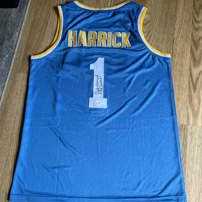 UCLA BRUINS-JIM JAMES HARRICK SIGNED AUTOGRAPH JERSEY ACOA 1995 NCAA CHAMP COACH