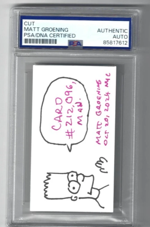 Matt Groening Signed Simpsons Sketch Card Authentic Autograph PSA Encapsulation