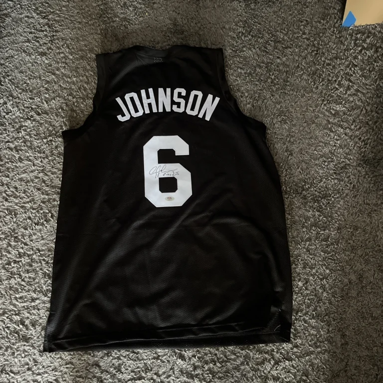 SAN ANTONIO SPURS-AVERY JOHNSON SIGNED AUTOGRAPH JERSEY XL PSA COA NBA CHAMP