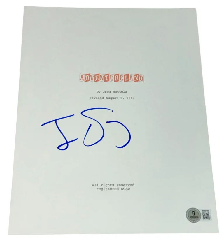 Jesse Eisenberg Signed Autograph Adventureland Full Script Screenplay Beckett