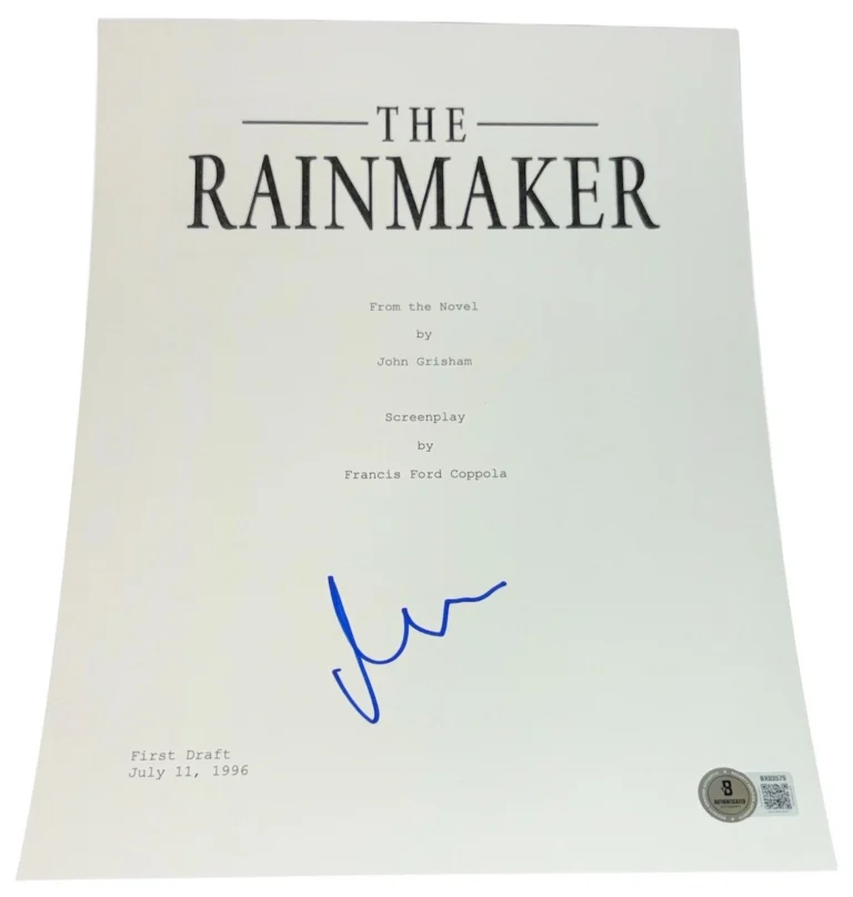 Matt Damon Signed Autograph The Rainmaker Full Movie Script Screenplay Beckett