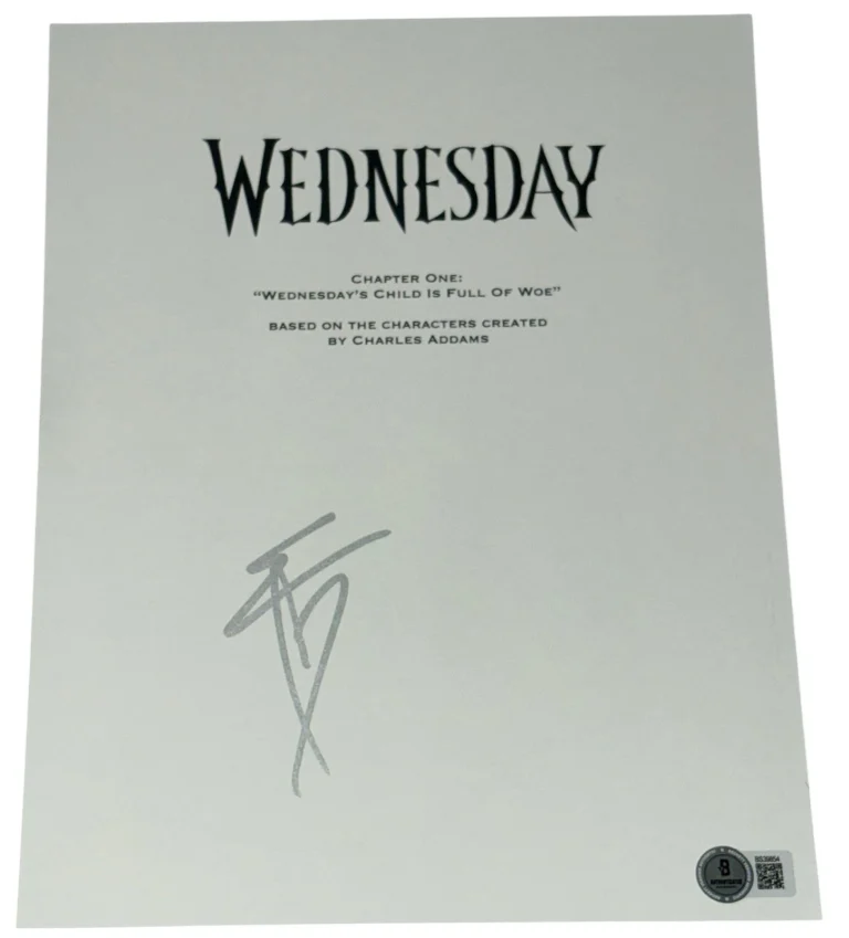 Emma Myers Signed Autograph Wednesday Addams Pilot Script Screenplay Beckett BAS