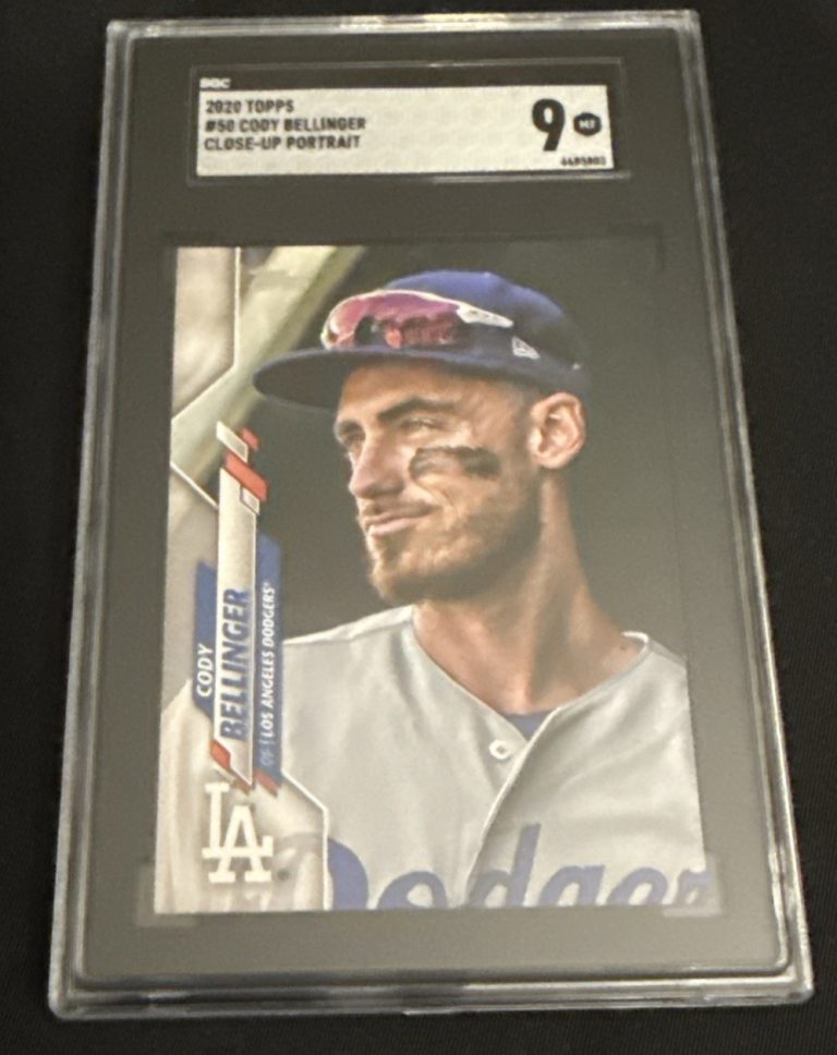 2020 TOPPS SERIES 1 #50 CODY BELLINGER SSP PORTRAIT CLOSE-UP LA DODGERS SGC 9