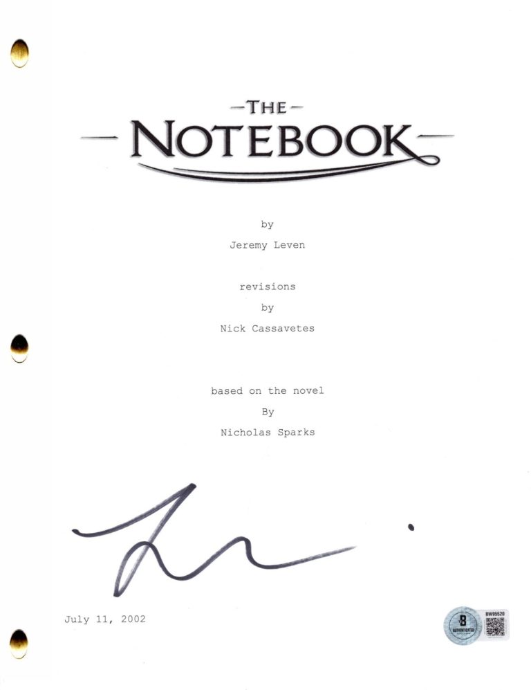 Ryan Gosling Signed The Notebook Full Script Authentic Autograph Beckett