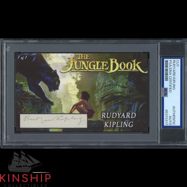 Rudyard Kipling signed 3x5 Custom Card Cut PSA DNA Slab Jungle Book Auto C3808