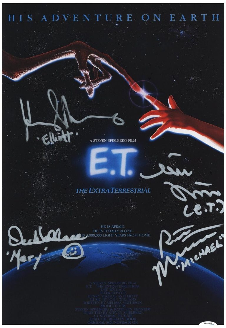 E.T. The Extra Terrestrial Cast Autographed 12x18 Movie Poster Exact Proof ACOA