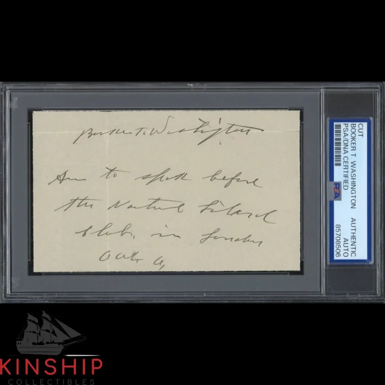 Booker T Washington signed 3x5 Cut PSA DNA Slabbed Inscribed Auto C5642