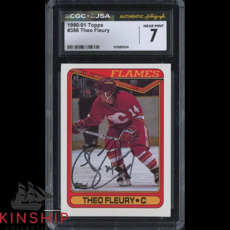 Theo Fleury signed 1990-91 Topps Trading Card JSA CGC Slab Hockey Auto C5851