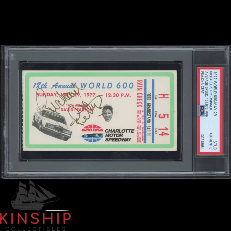 Richard Petty signed 1977 World 600 Ticket PSA DNA Slab NASCAR Winner Auto C6063