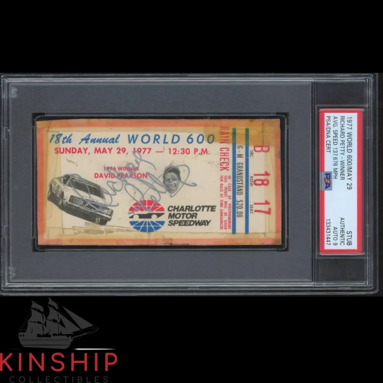 Richard Petty signed 1977 World 600 Ticket PSA DNA Slab NASCAR Winner Auto C6060