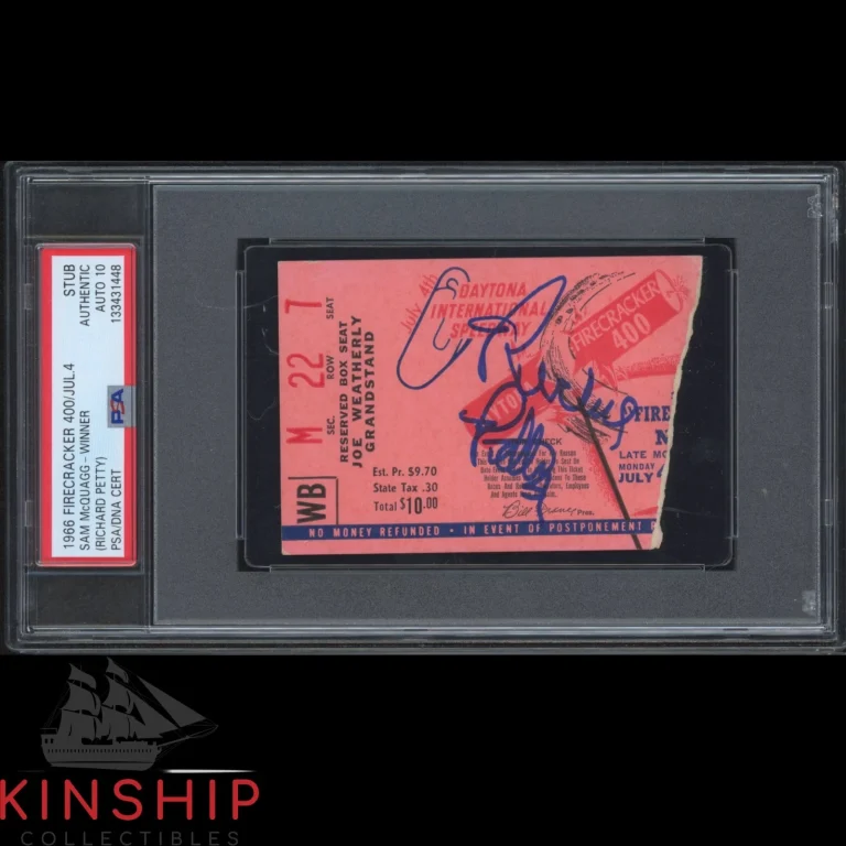 Richard Petty signed 1966 Firecracker 400 Ticket PSA DNA Slab NASCAR Auto C6059