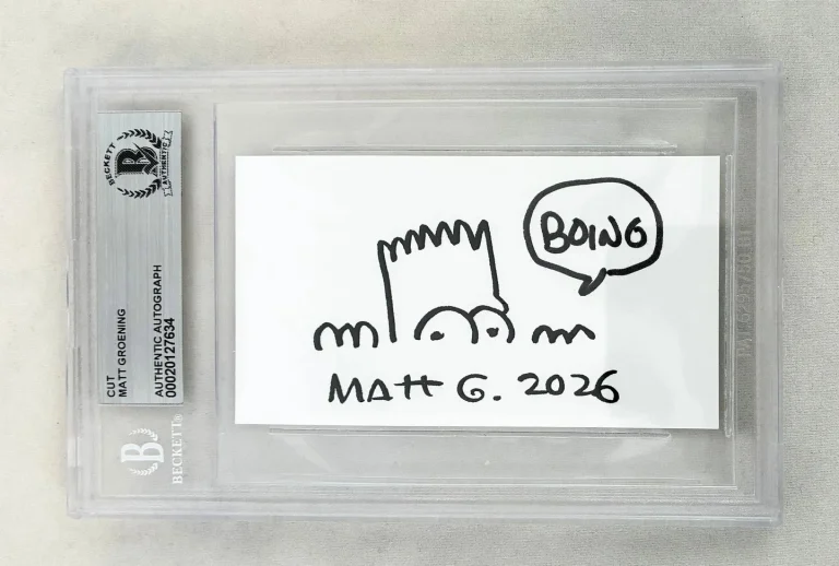 Matt Groening Signed Sketch Card Bart Simpson Beckett BAS COA