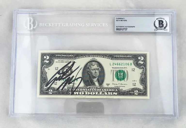 Seth Meyers Signed $2 Bill US Currency Beckett BAS COA