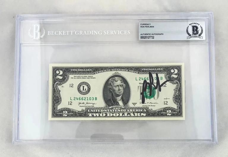 Ron Perlman Signed $2 Bill US Currency Beckett BAS 1 COA