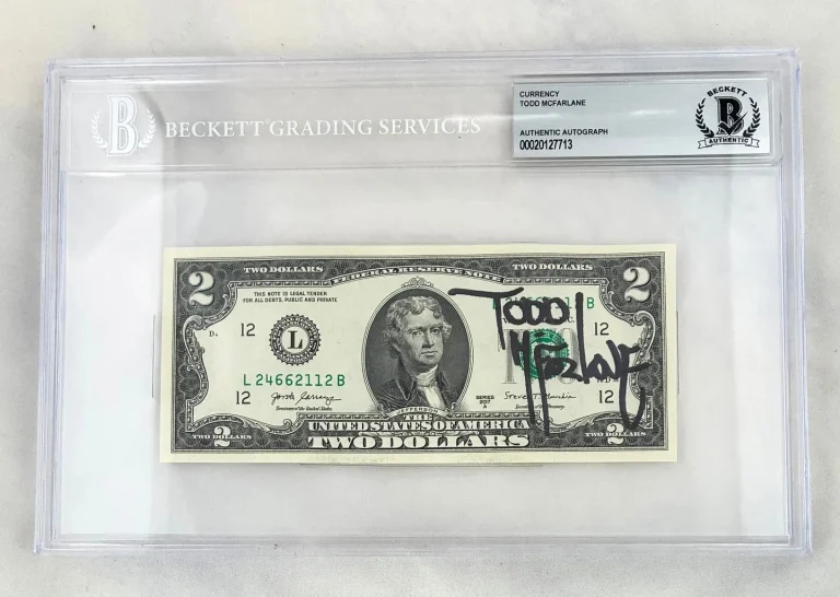 Todd McFarlane Signed $2 Bill US Currency Beckett BAS COA