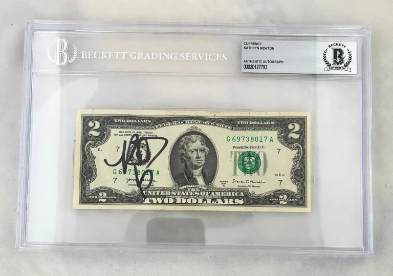 Kathryn Newton Signed $2 Bill US Currency Beckett BAS COA